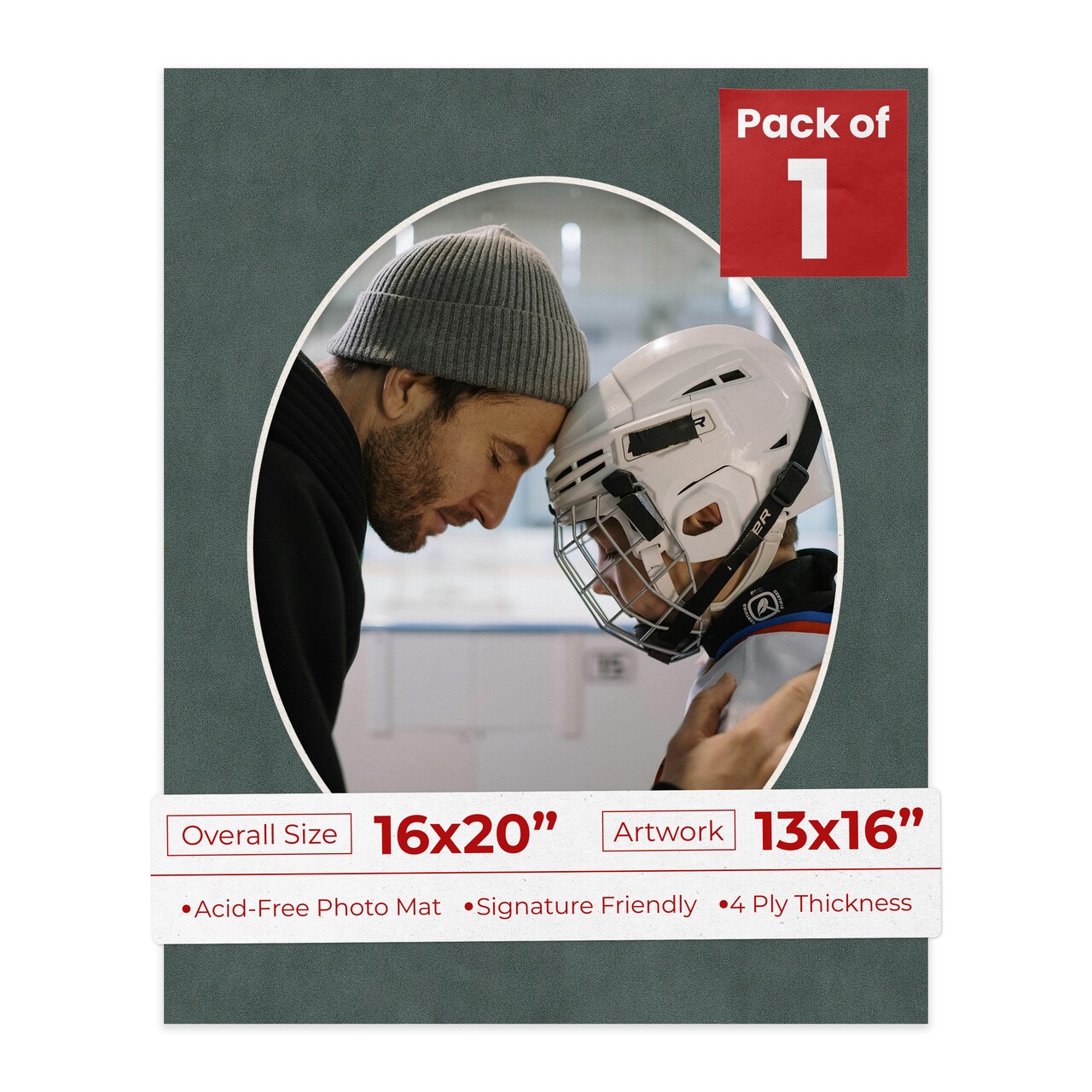 Dark Grey Suede Mat Board for 16x20 Frames - Oval Opening for 13x16 Photos